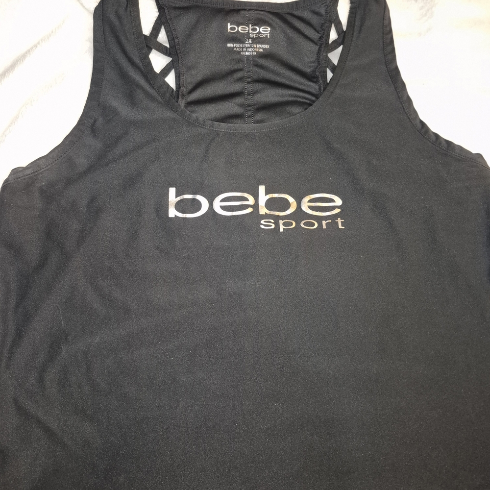 bebe Sport Black Tank Top with Logo